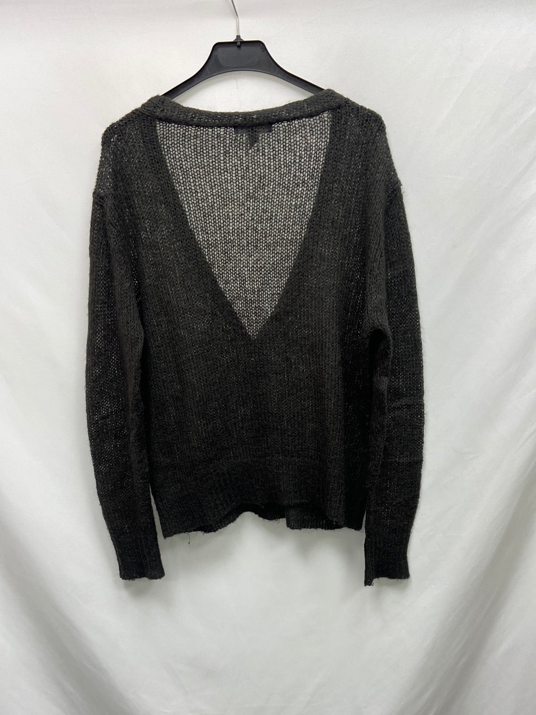 MANGO.Cardigan verde punto abierto T.L