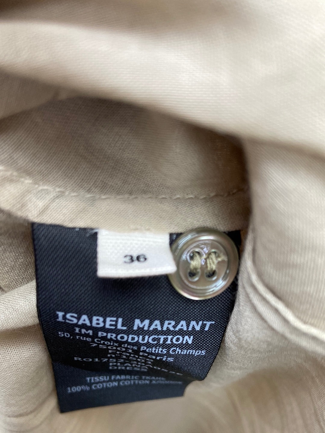 ISABEL MARANT ETOLIE. Beige button-down overshirt, size 36