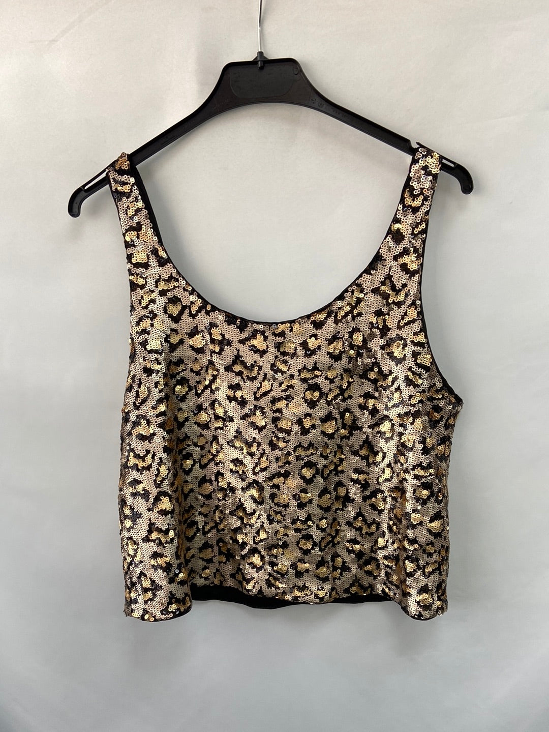 ZARA.Top lentejuelas animal print T.m