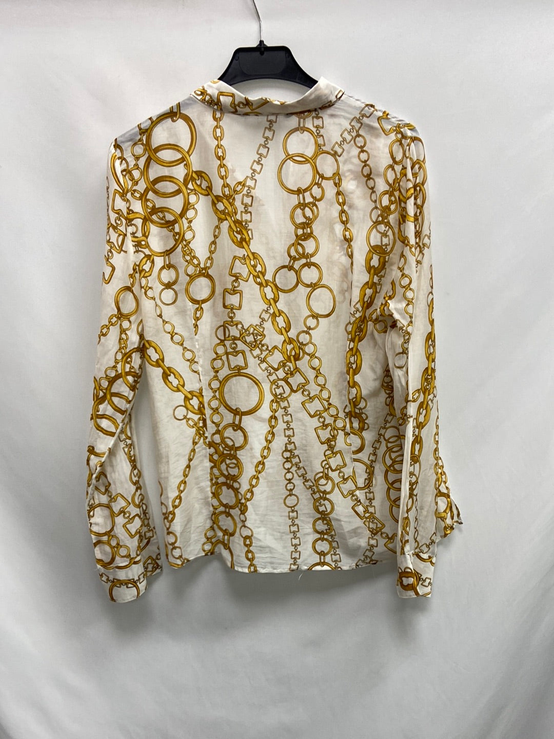 ZARA. Blusa blanca cadenas T.xl(s)