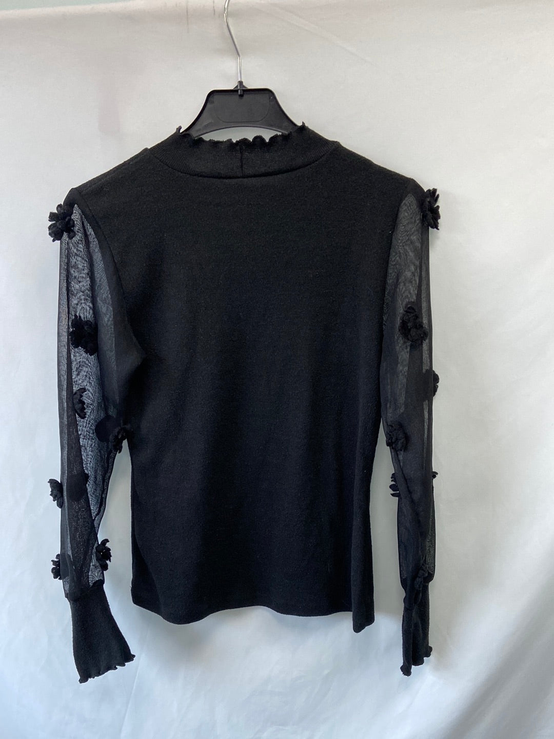 OTRAS.Top negro doble textura T.S