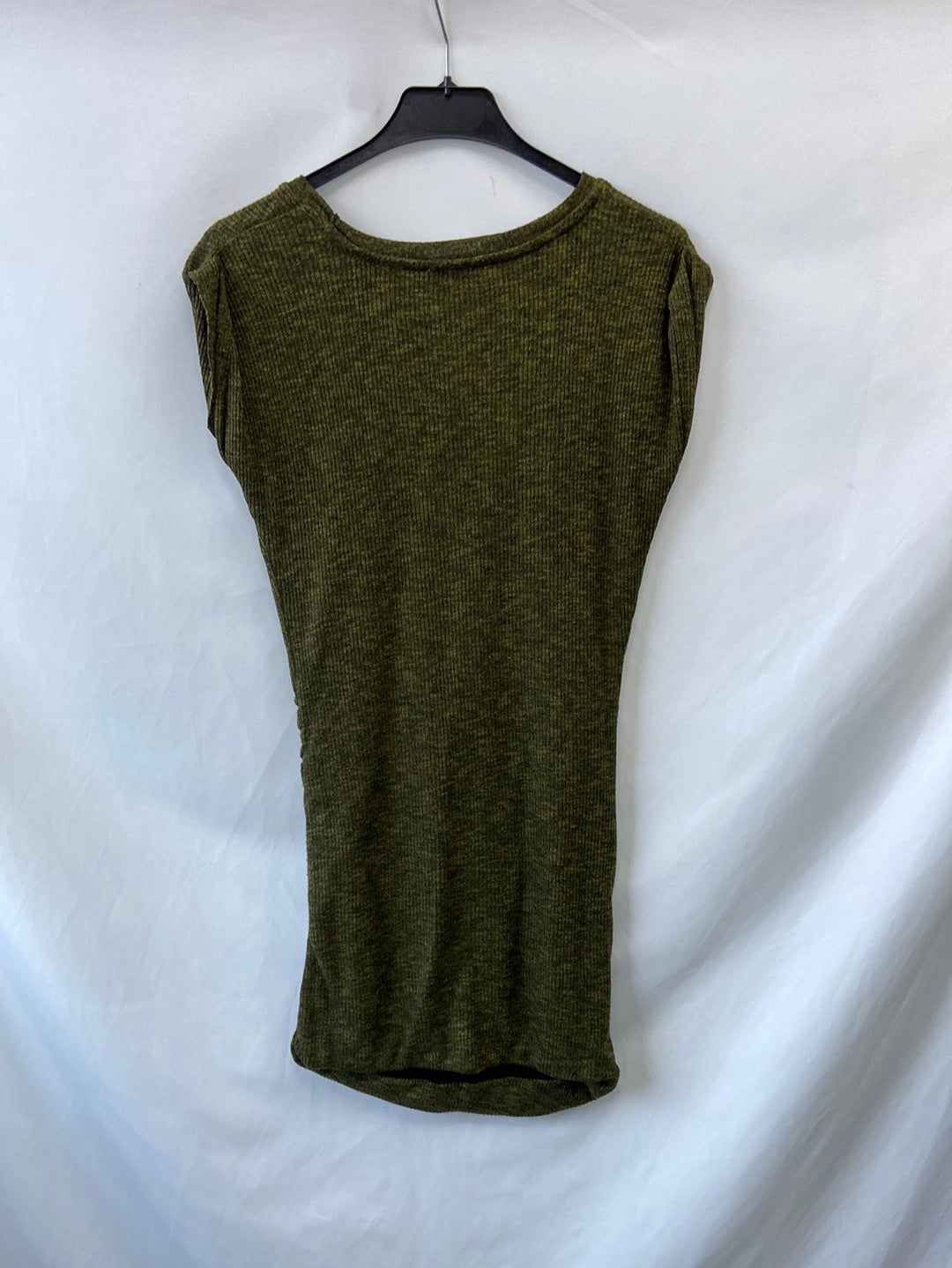ZARA.Vestido verde punto canalé T.S