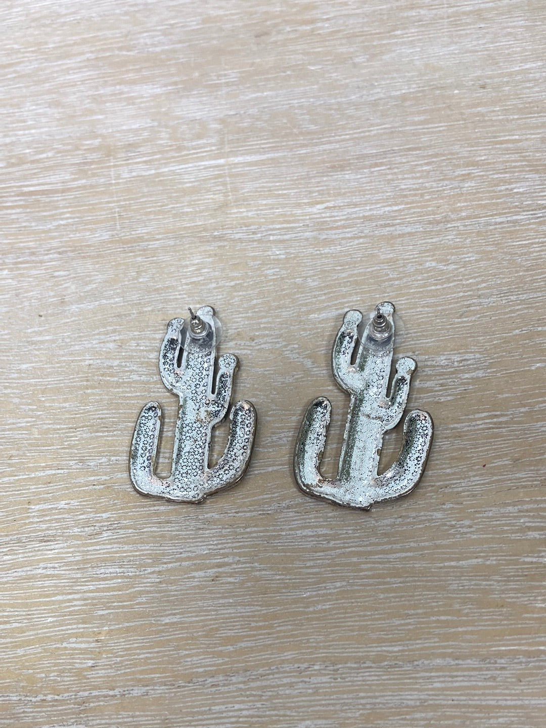 OTRAS.Pendientes cactus plateados