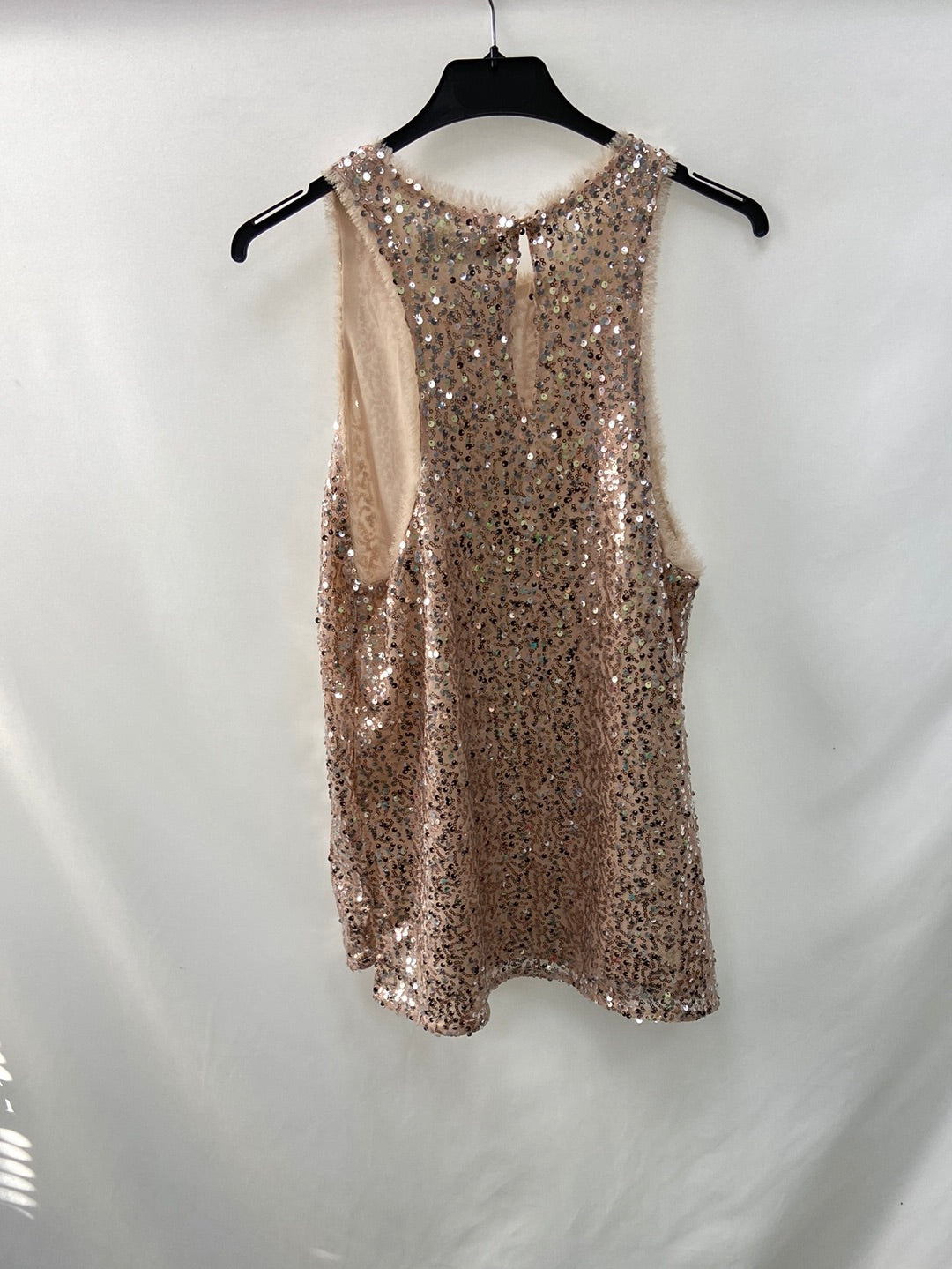 ZARA.Top Rosa lentejuelas T.M