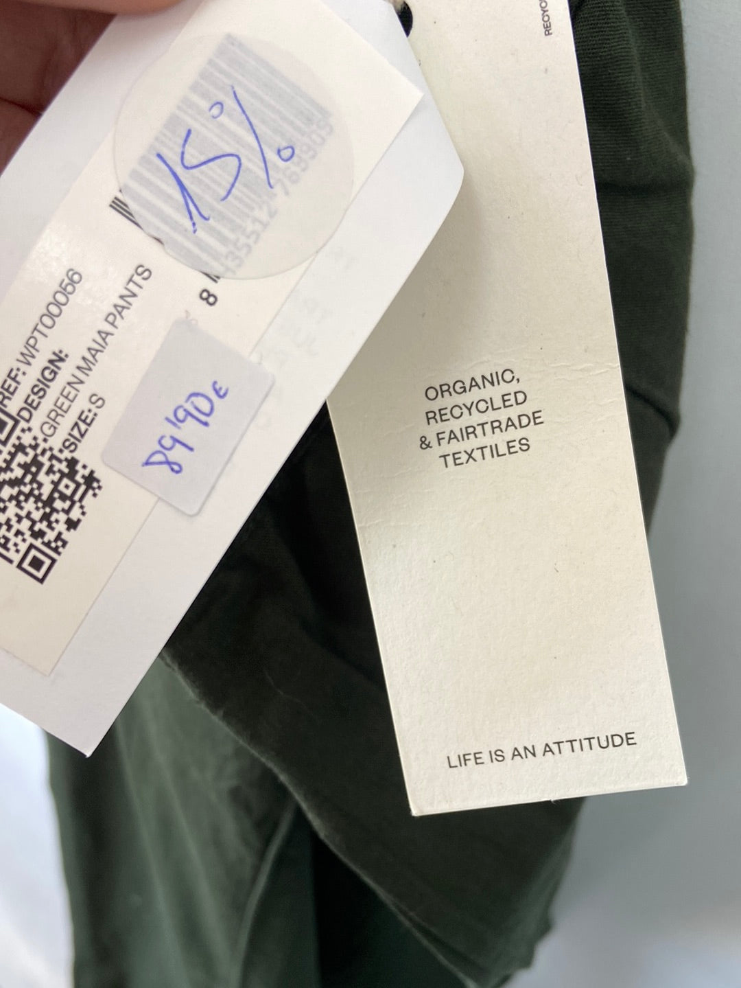 THINKING MU. Pantalón ancho verde T.s