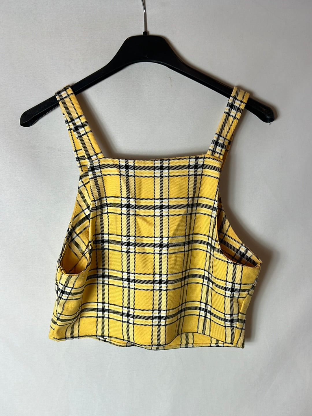 BERSHKA. Croptop cremallera cuadros.. T M