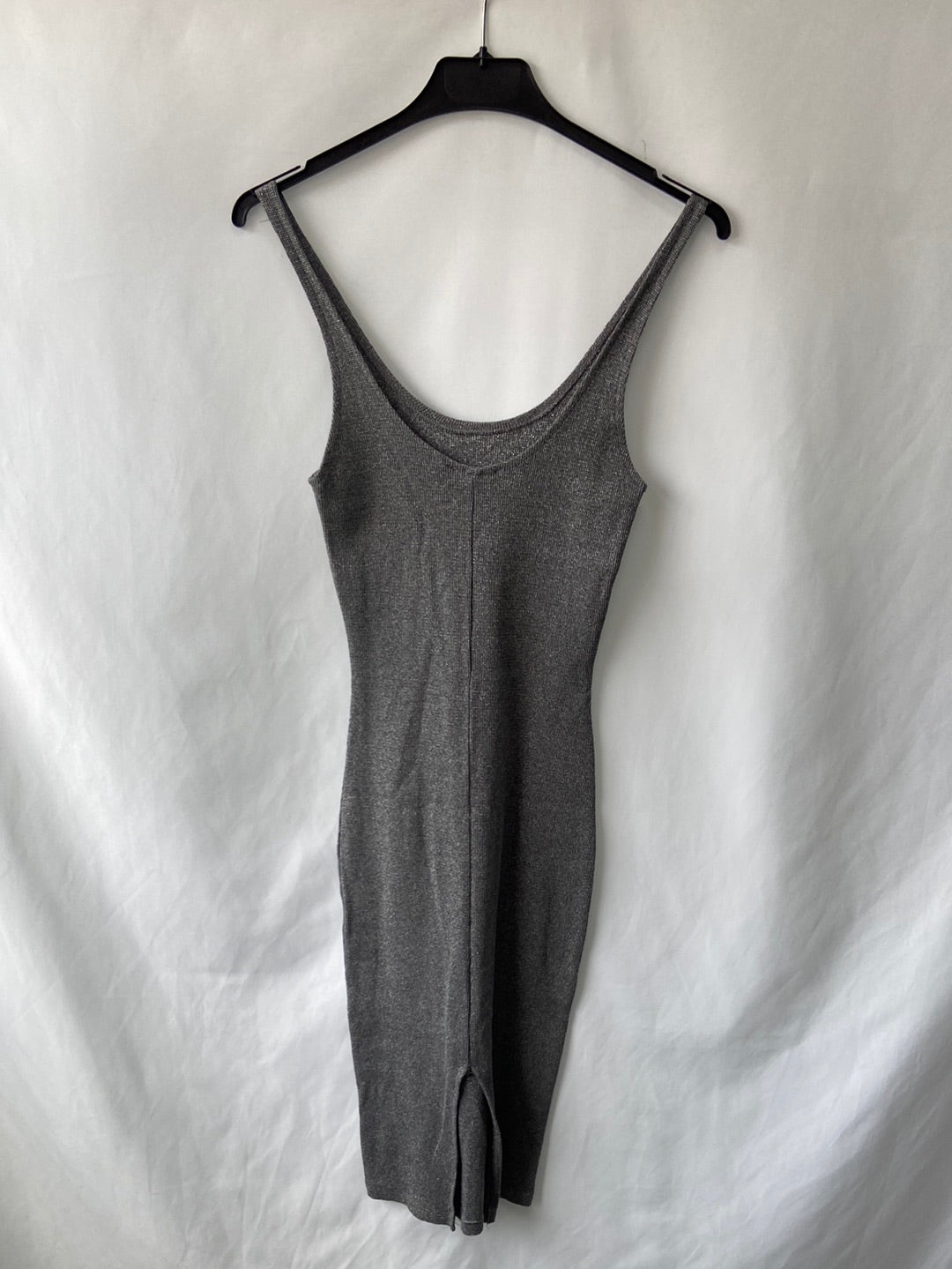 PULL&BEAR.Vestido punto ajustado gris T.S