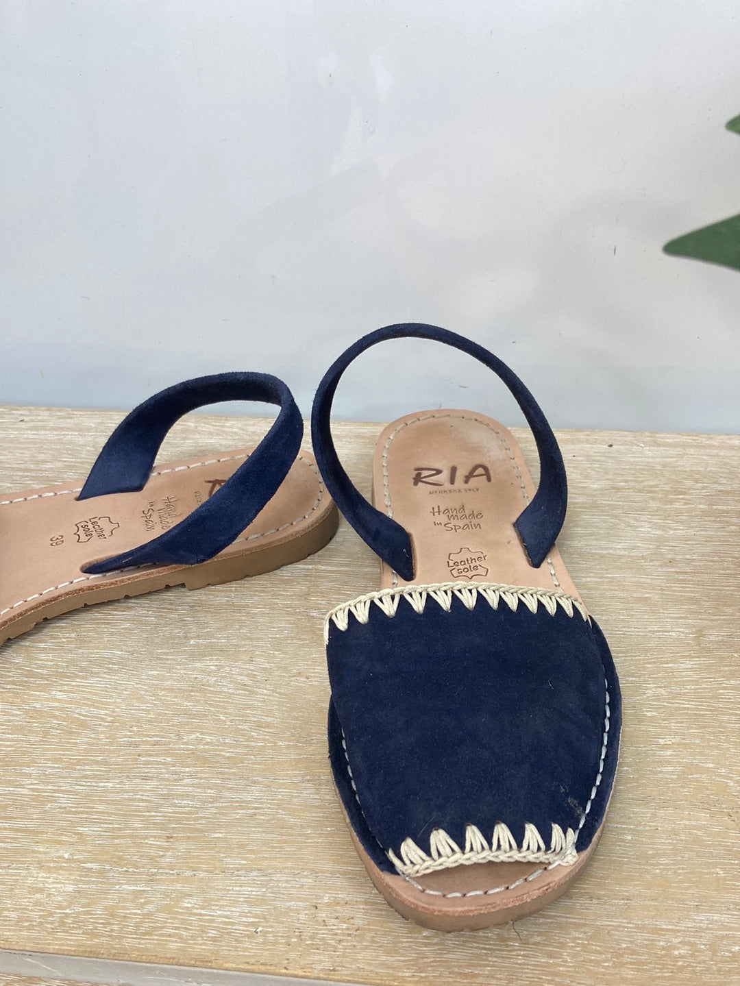 RIA.Blue leather Menorcan sandals S.39 (Tara)
