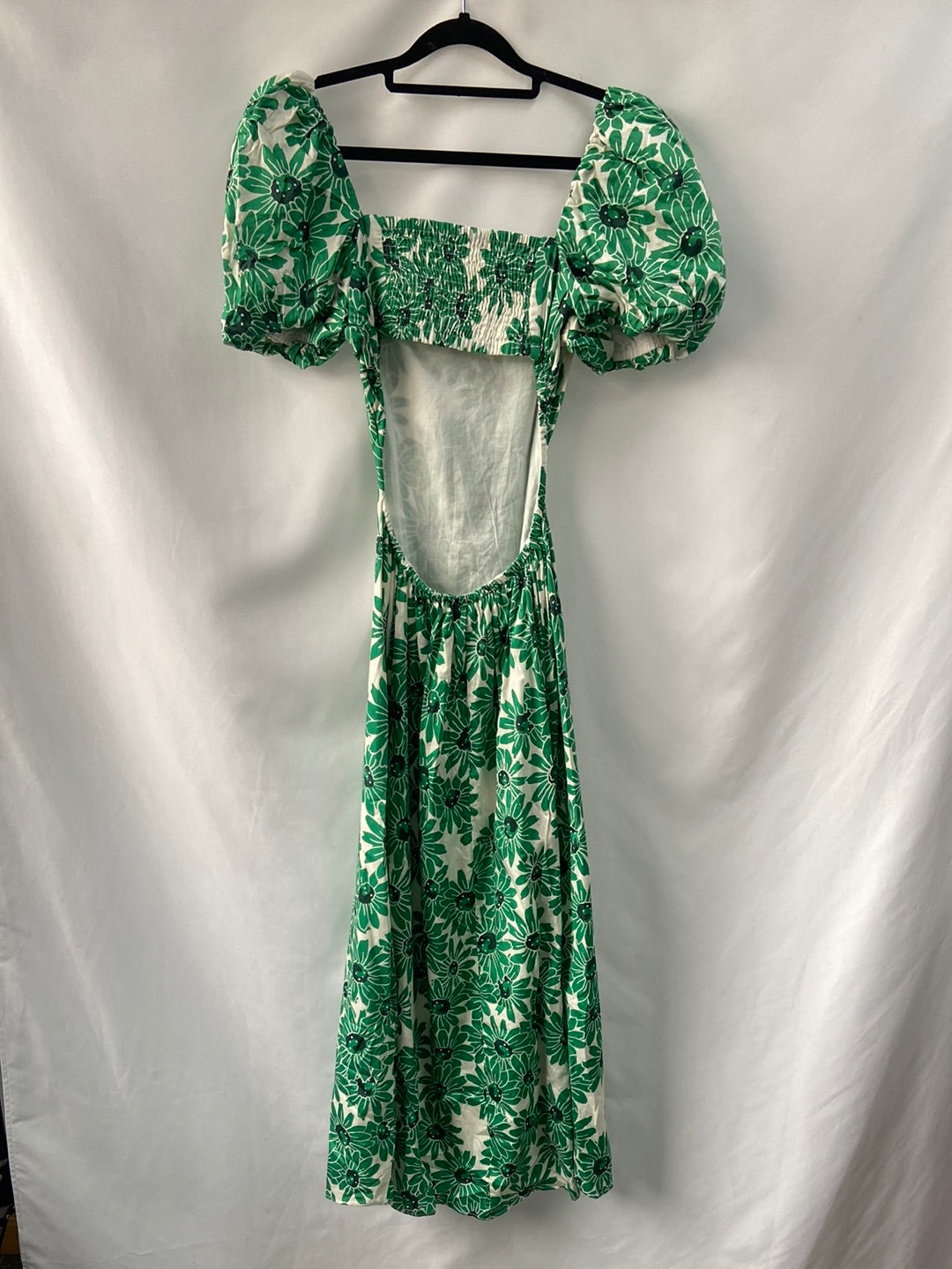 MANGO.Long green floral dress Ts
