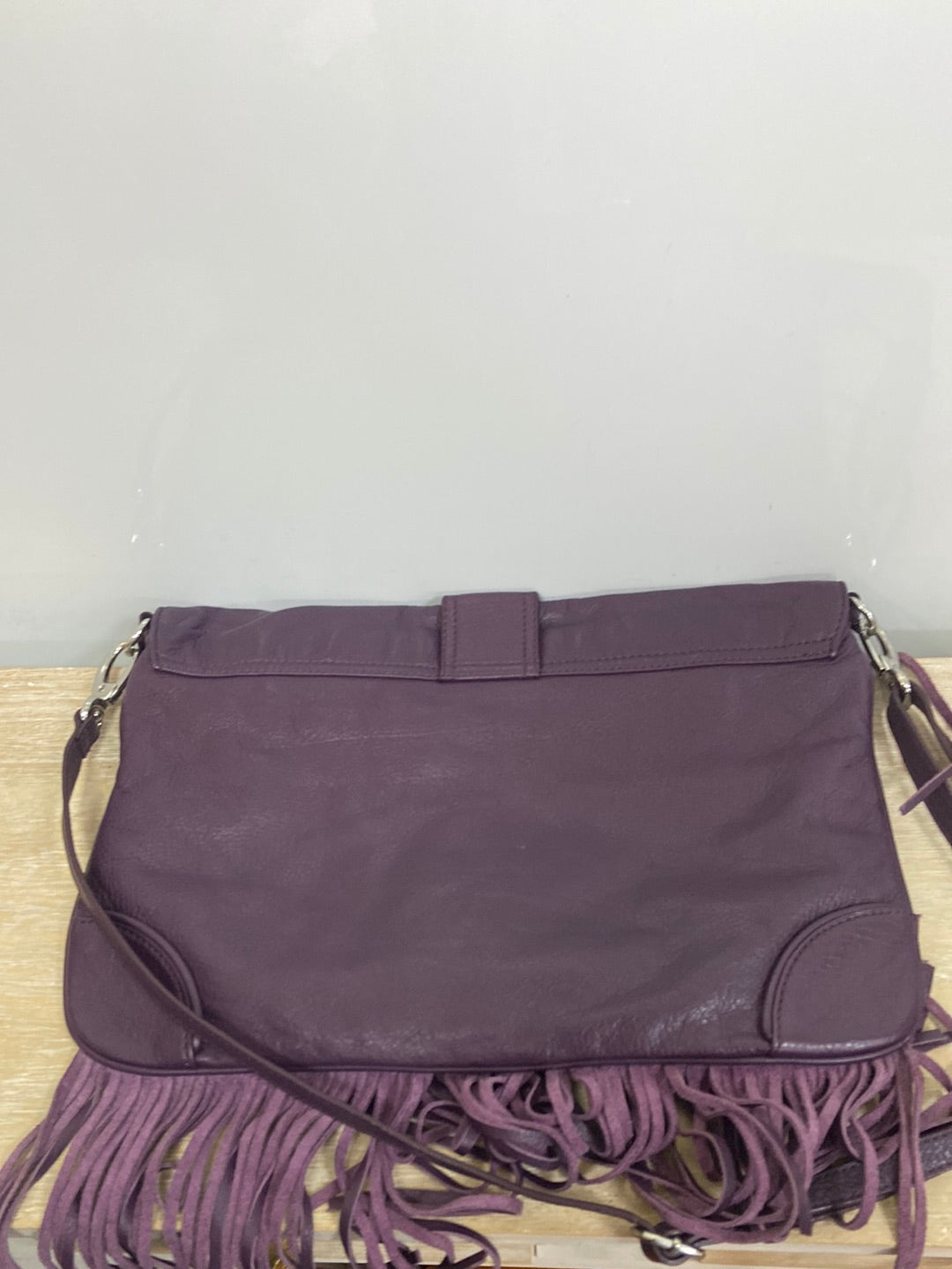 ZARA.Bolso morado flecos