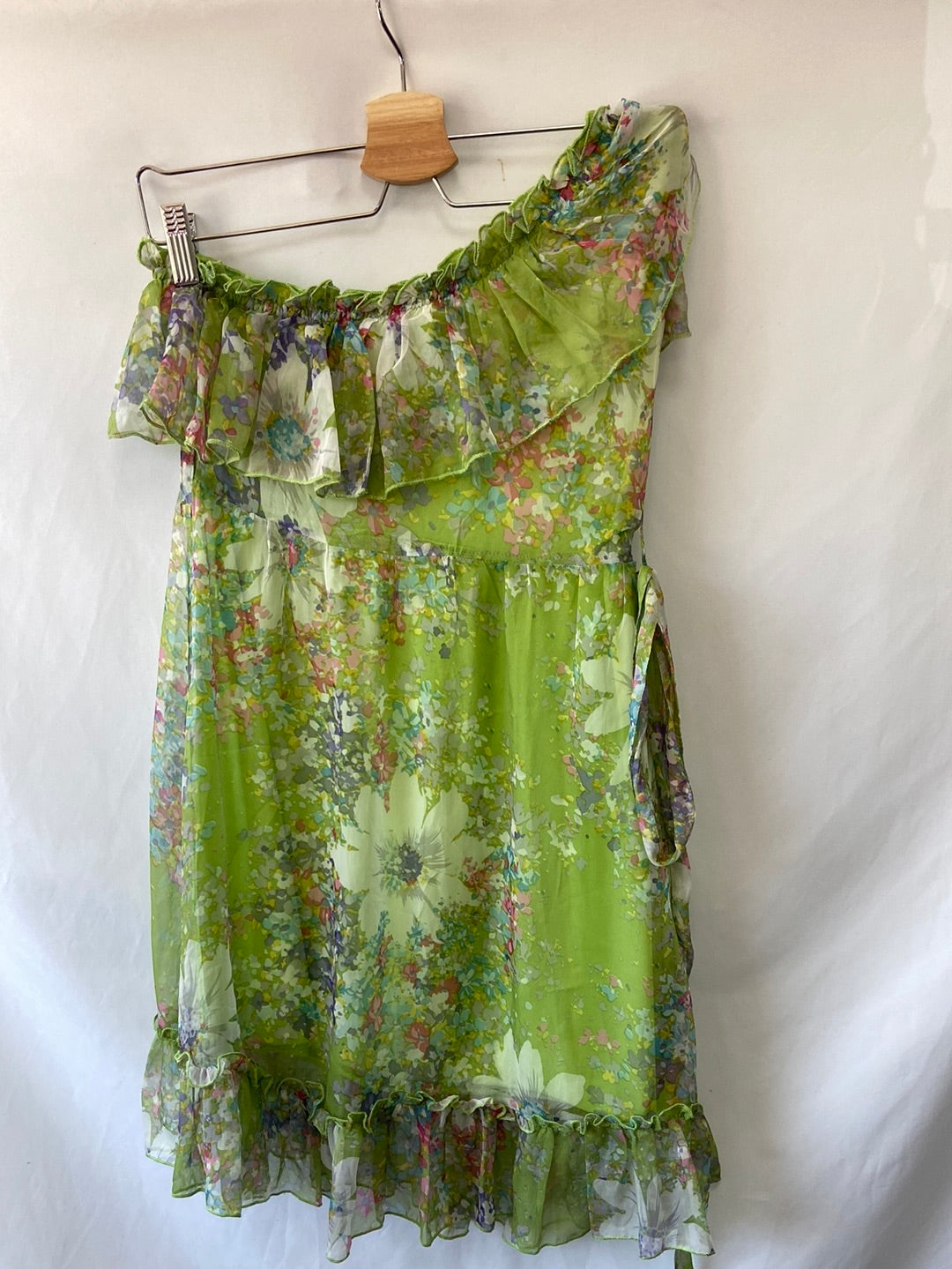 MAX C. Vestido verde asimétrico T.s