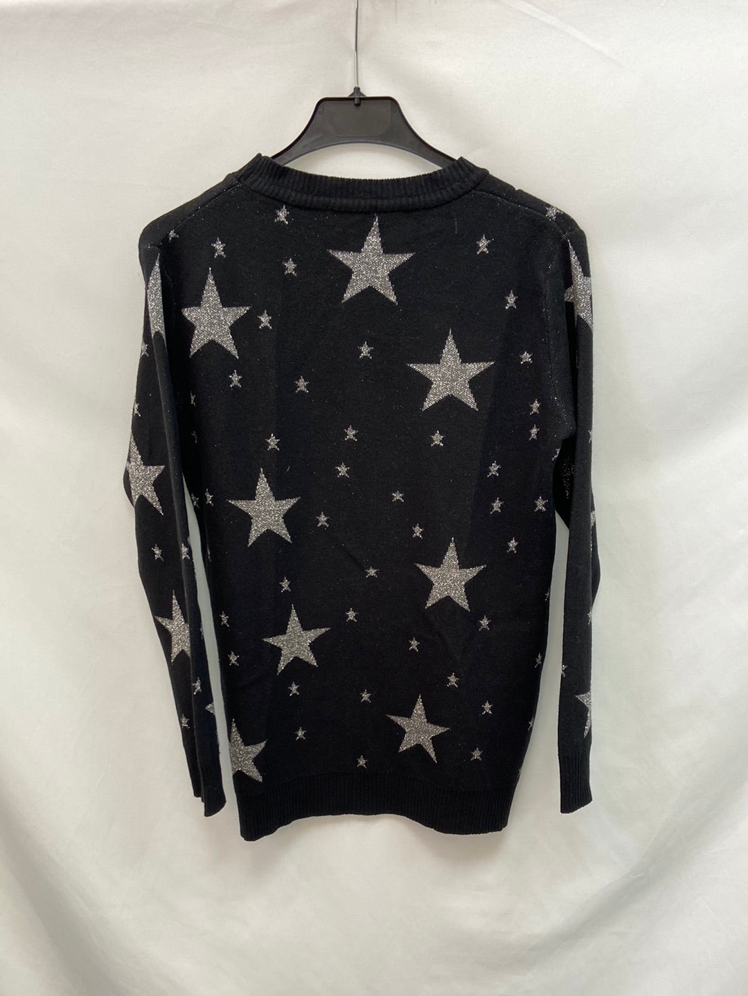 MarketEASY WEAR. Jersey negro estrllas purpurina T.s