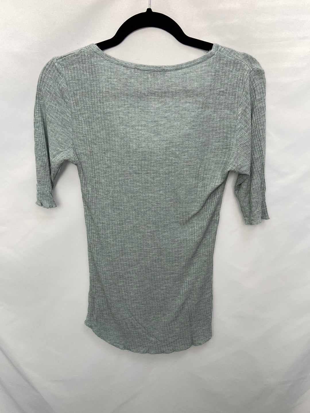 ZARA.Camisera canalé azul verdosa T.L