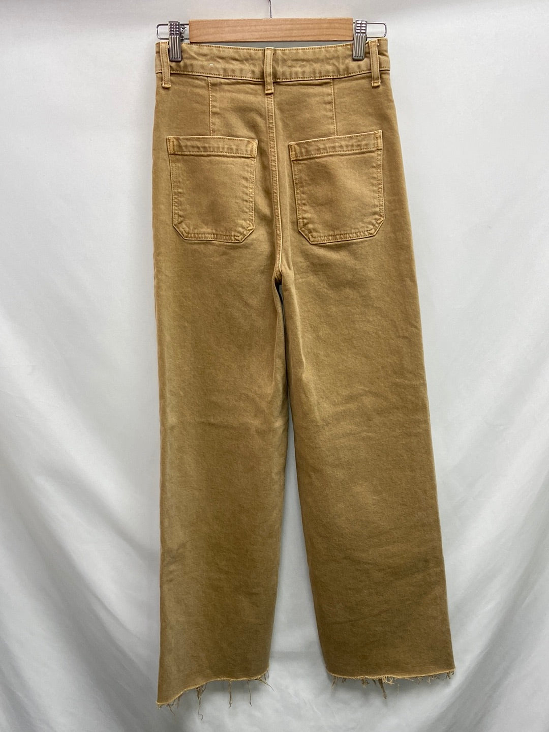 MANGO. Mustard denim wide-leg trousers, size 38