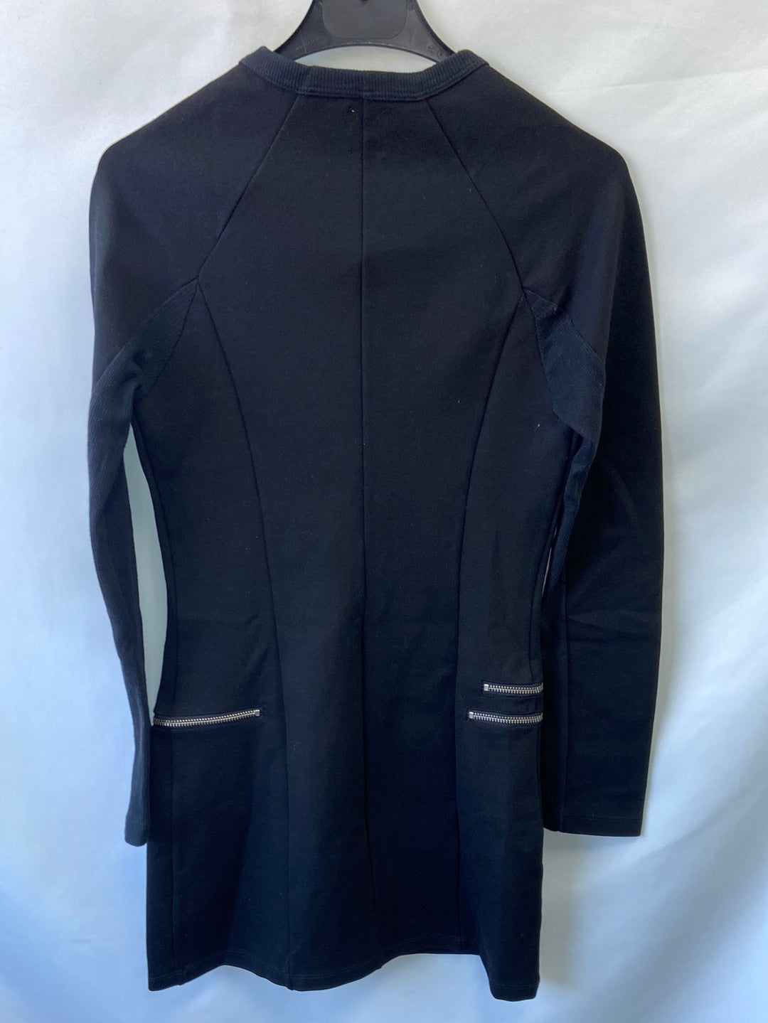 ZARA. Vestido negro cremalleras T.s