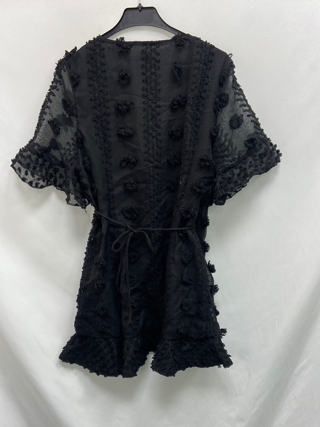 OTRAS.Vestido negro cruzado plumeti T.M/L