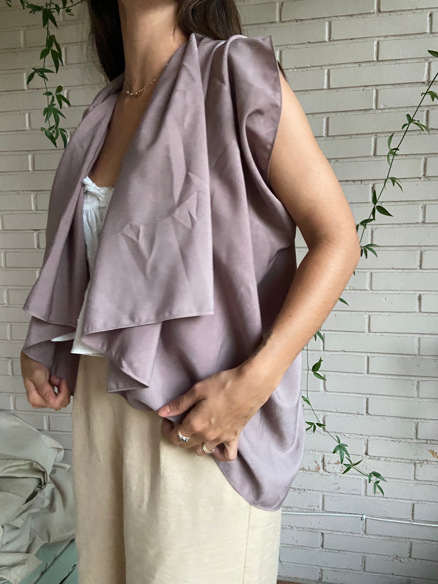 Chaleco fluido picos malva TU (S)