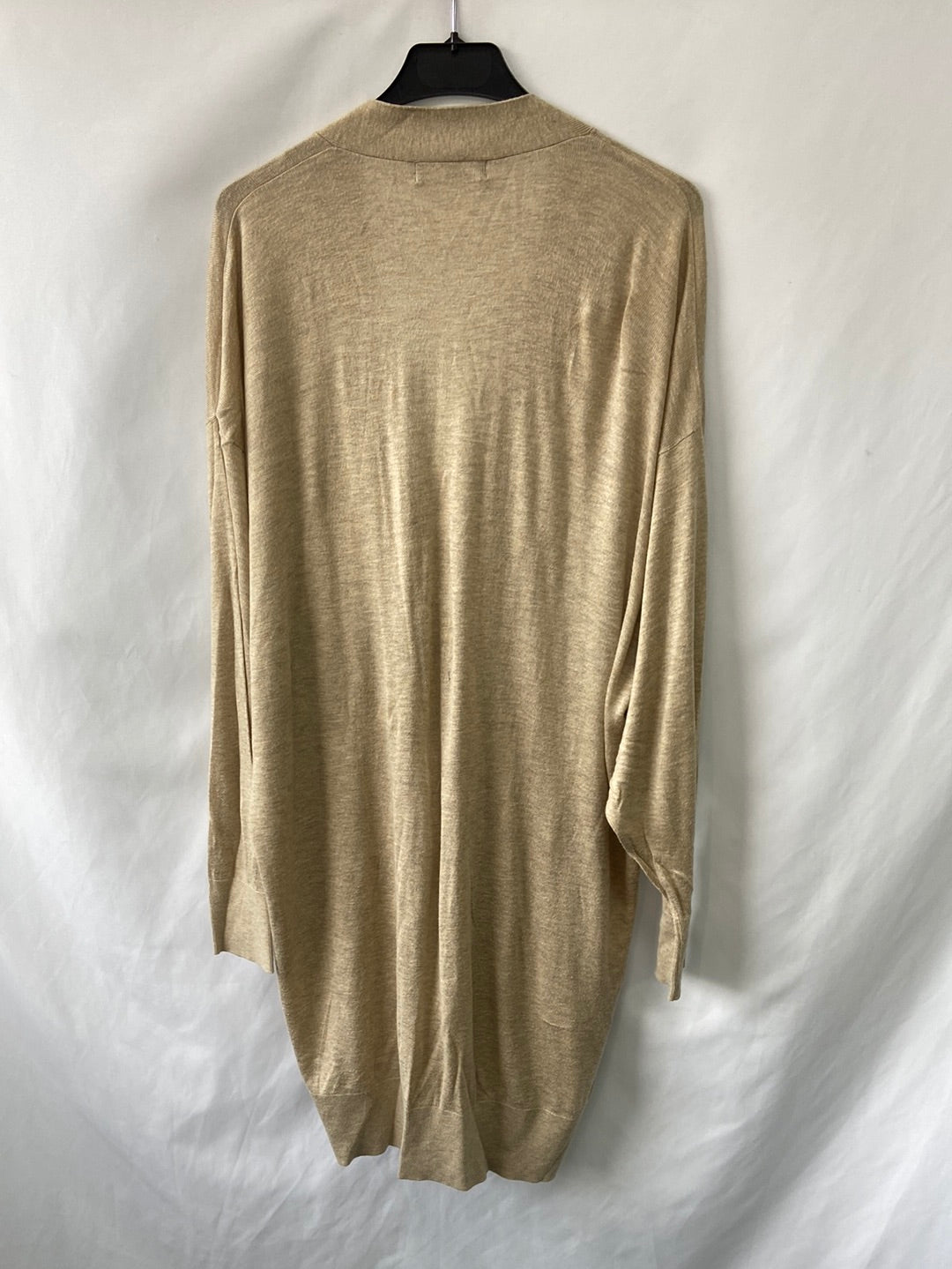 ZARA.Cárdigan fino beige largo T.L