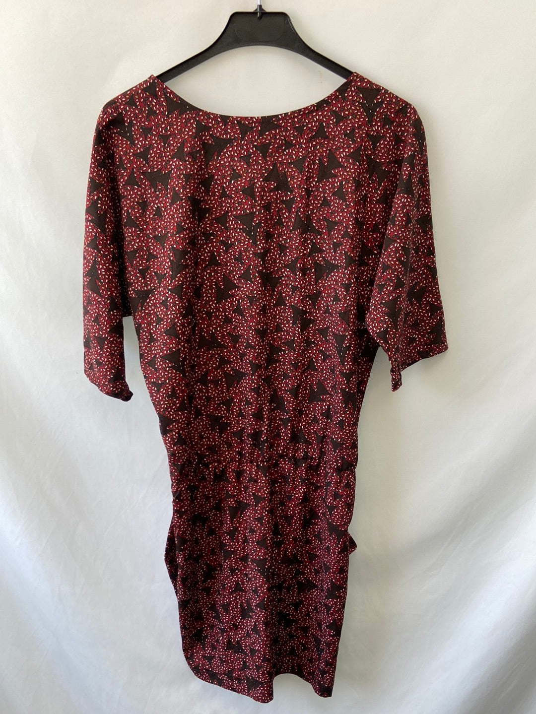 LA PETITE FRANCAISE. Vestido estampado burdeos y marrón T.36