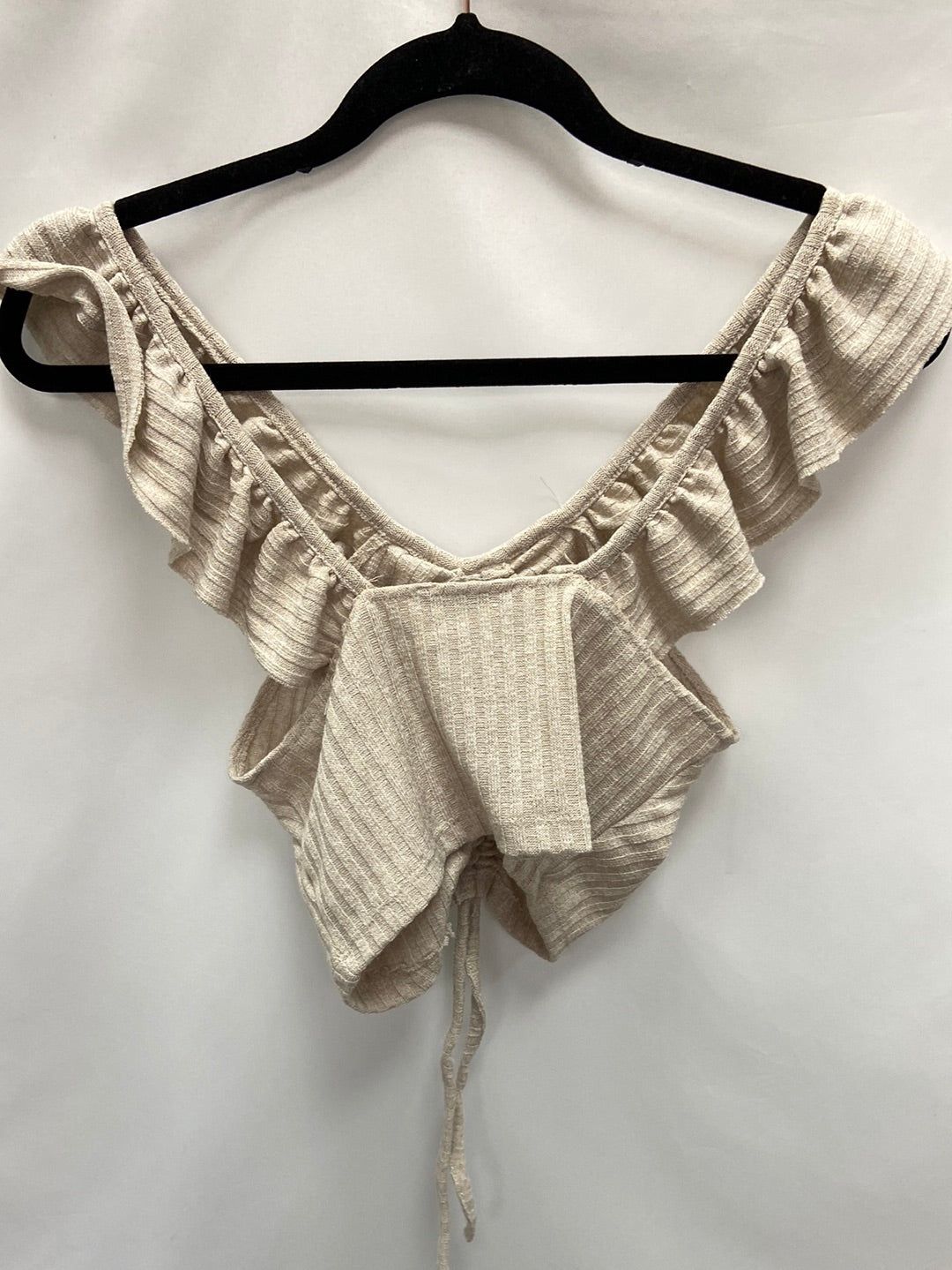 ZARA.Croptop beige fruncido T.s