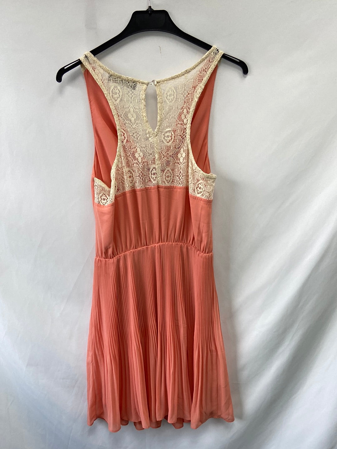 OTRAS.Vestido rosita plisado encaje T.S