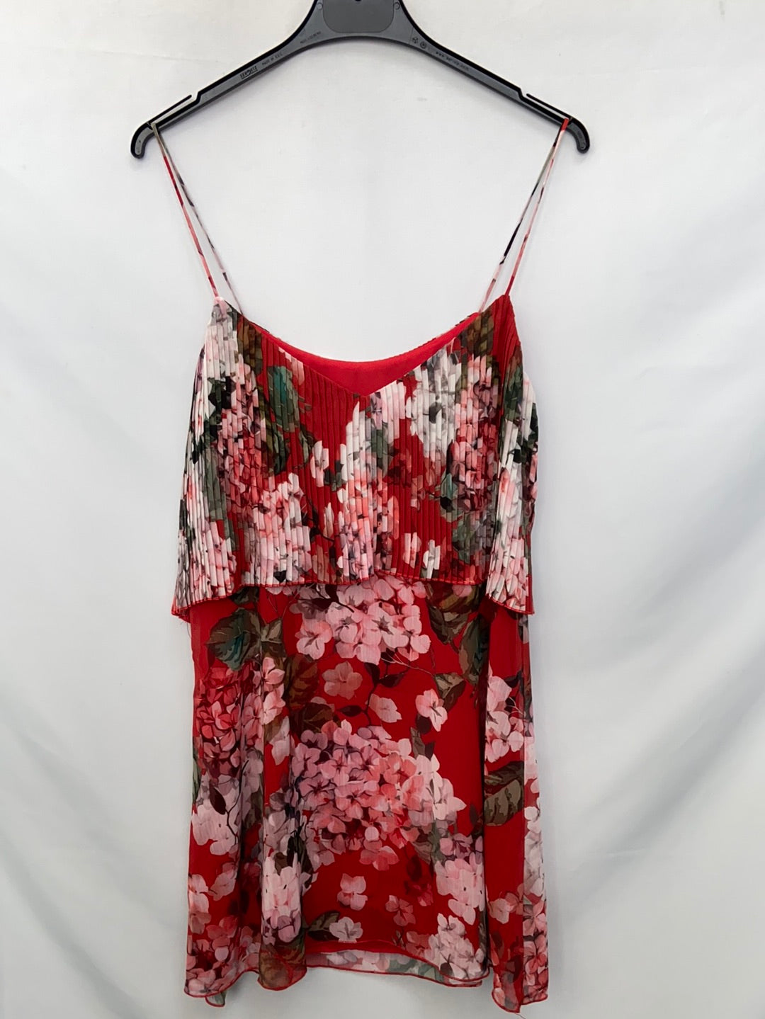 MANGO.Short red floral dress S.XS