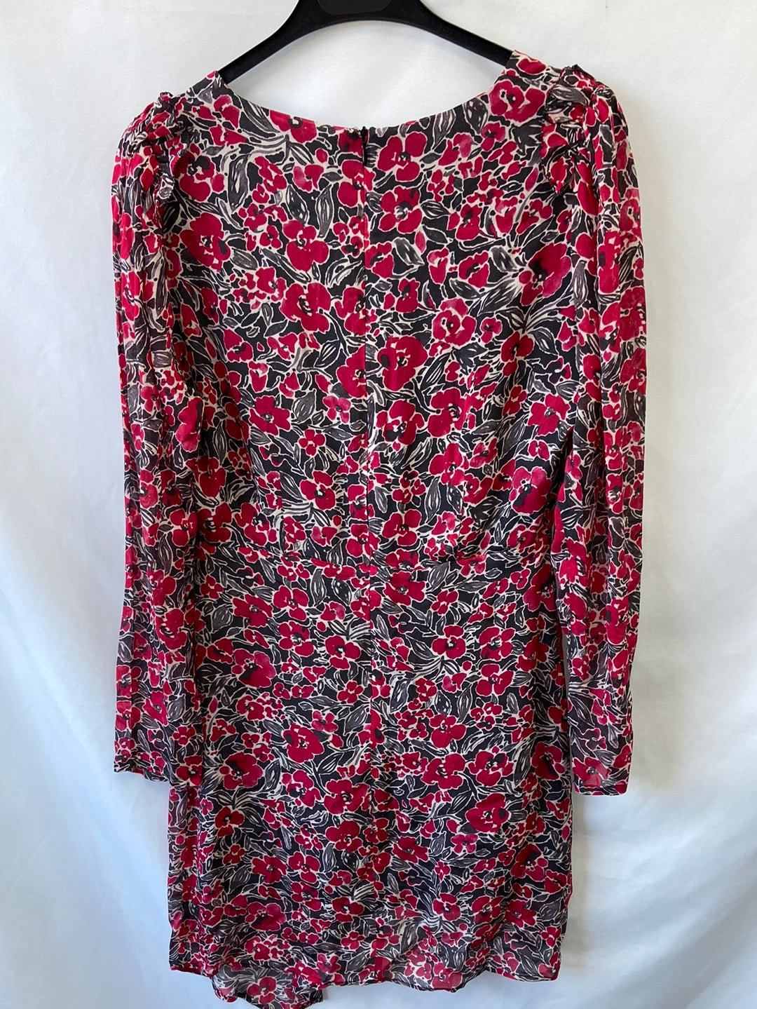 SUNCOO.Vestido gris flores cruzado T.S