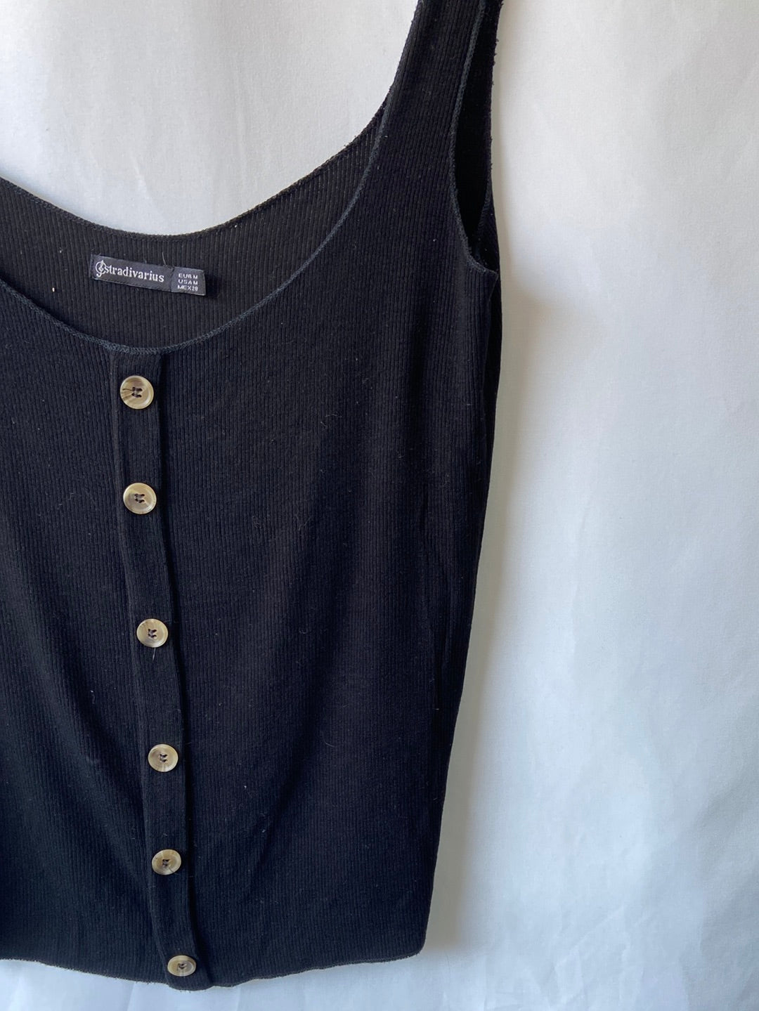 STRADIVARIUS.Camiseta tirantes punto canalé T.M