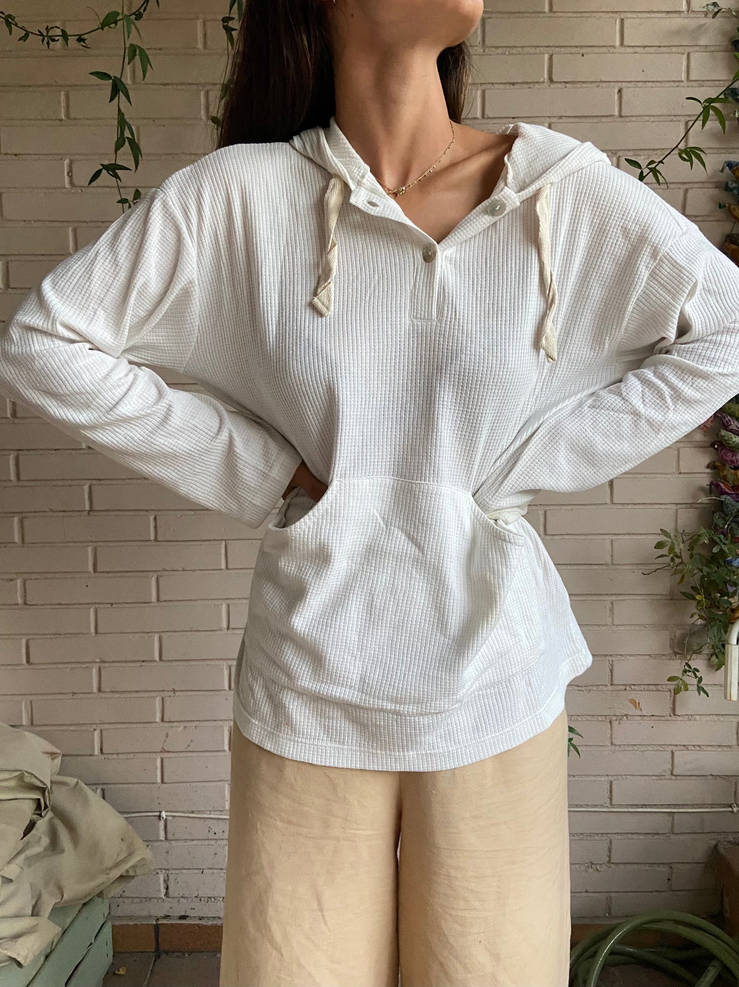 Sudadera blanca canalé T.m