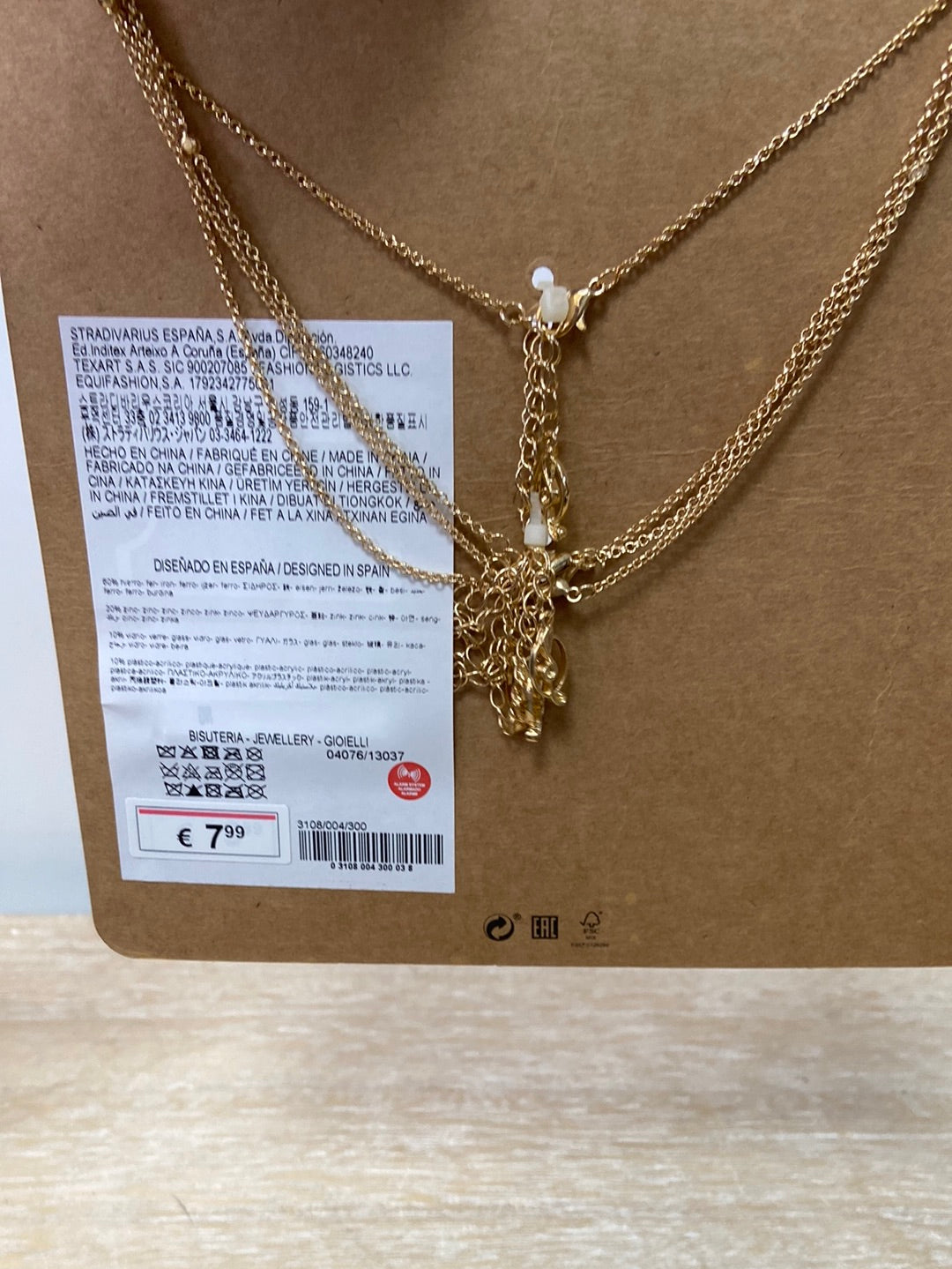 STRADIVARIUS .Collar multicadena dorado