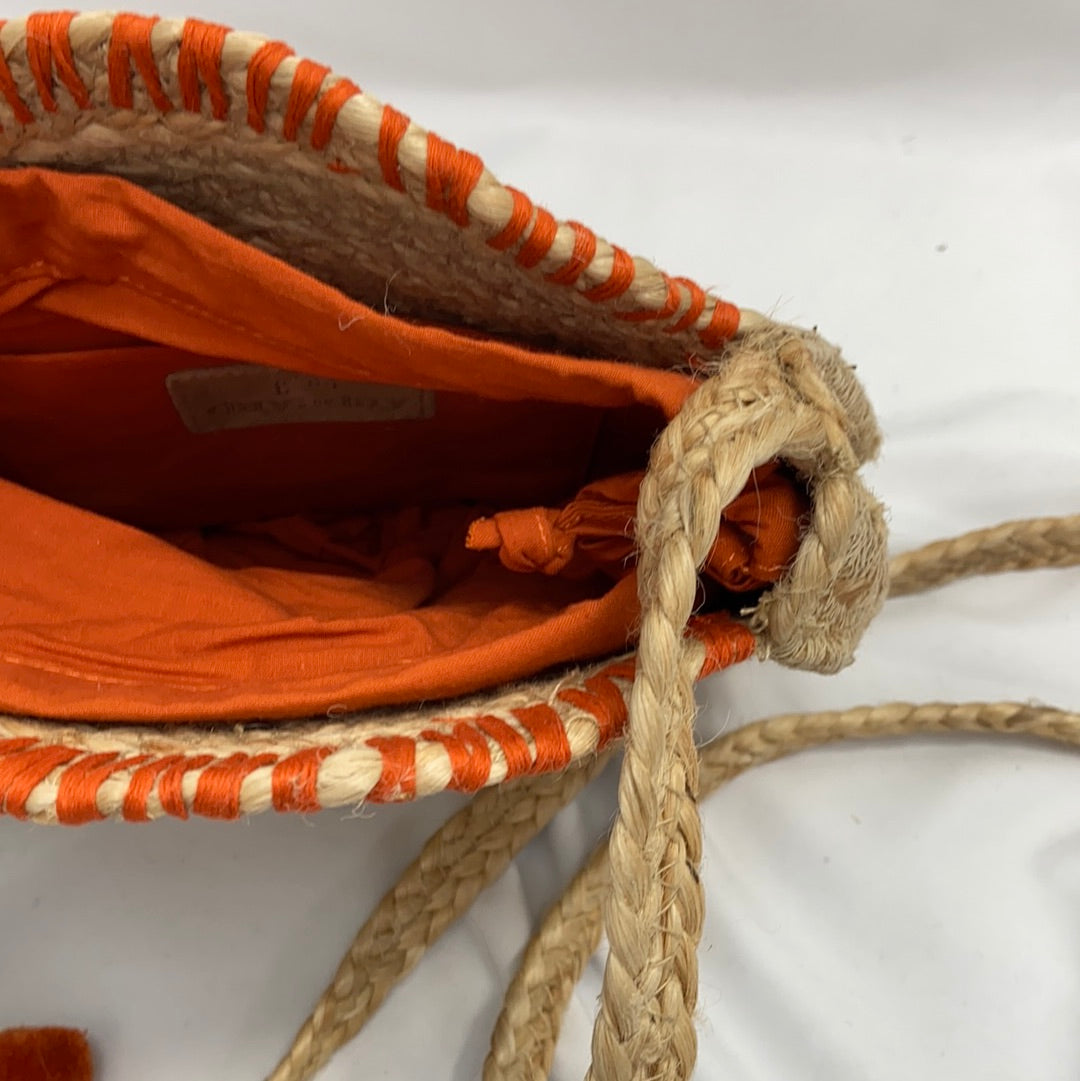 DAY A DAY.Bolso beige esparto redondo tamaño mediano