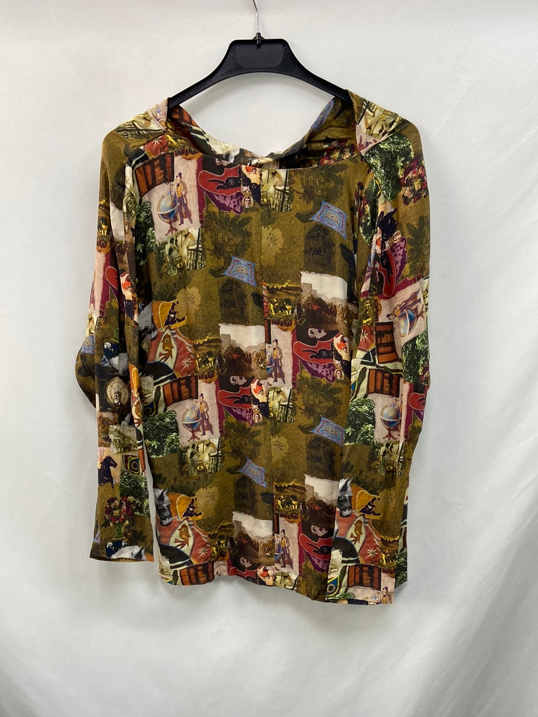 OKY COKY.Blusa seda estampado vintage T.42