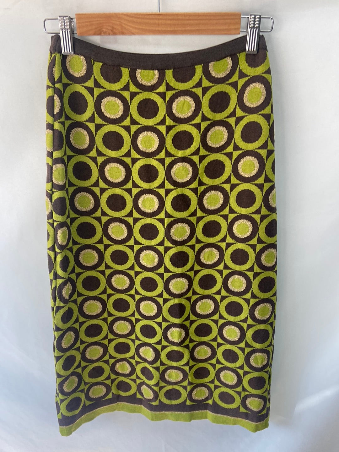 JOAQUIM VERDÚ. Falda reto circulos verde T.40