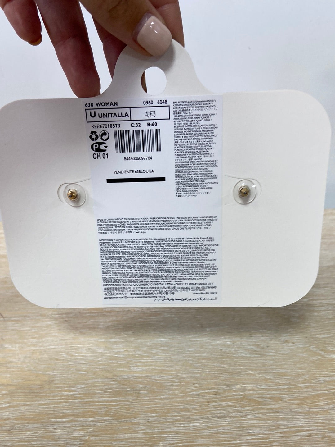 MANGO.Pendientes cuadrados