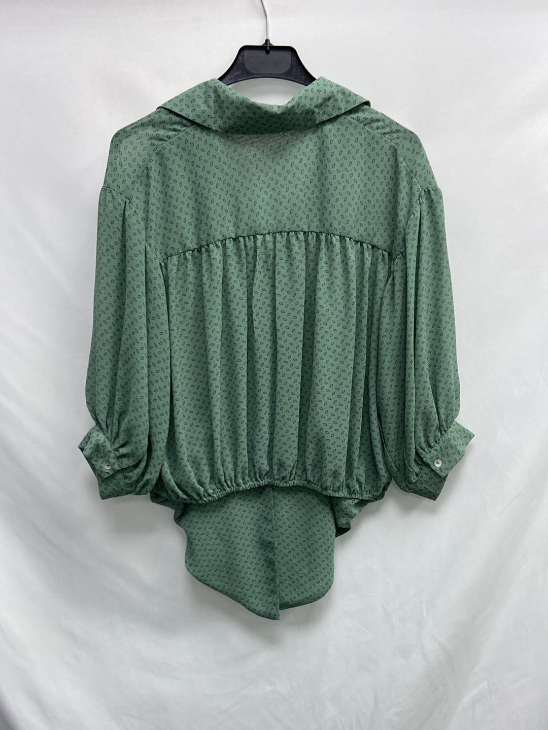 MULAYA. Blusa verde rombos T.m