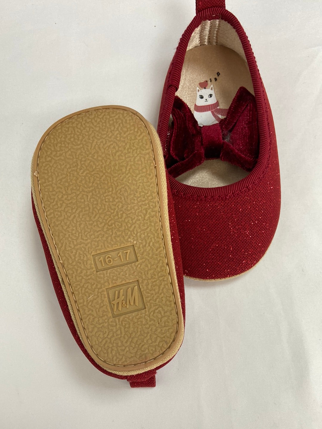 J&M. Burgundy bow ballerinas S. 9 months