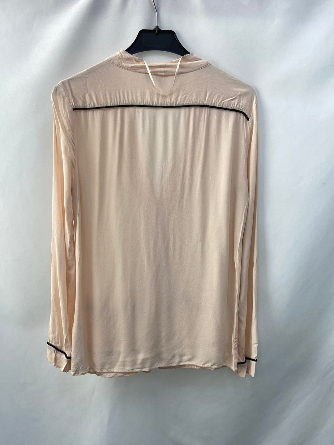 ZARA.Blusa pijamera beige rosáceo T.XS