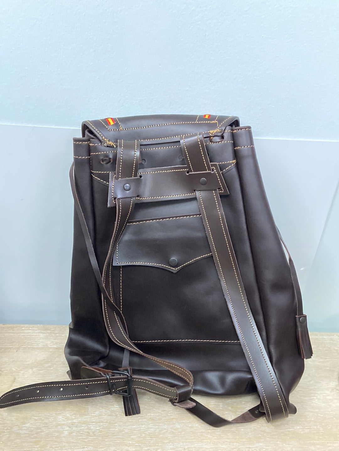 OTHERS. Oversized leather backpack
