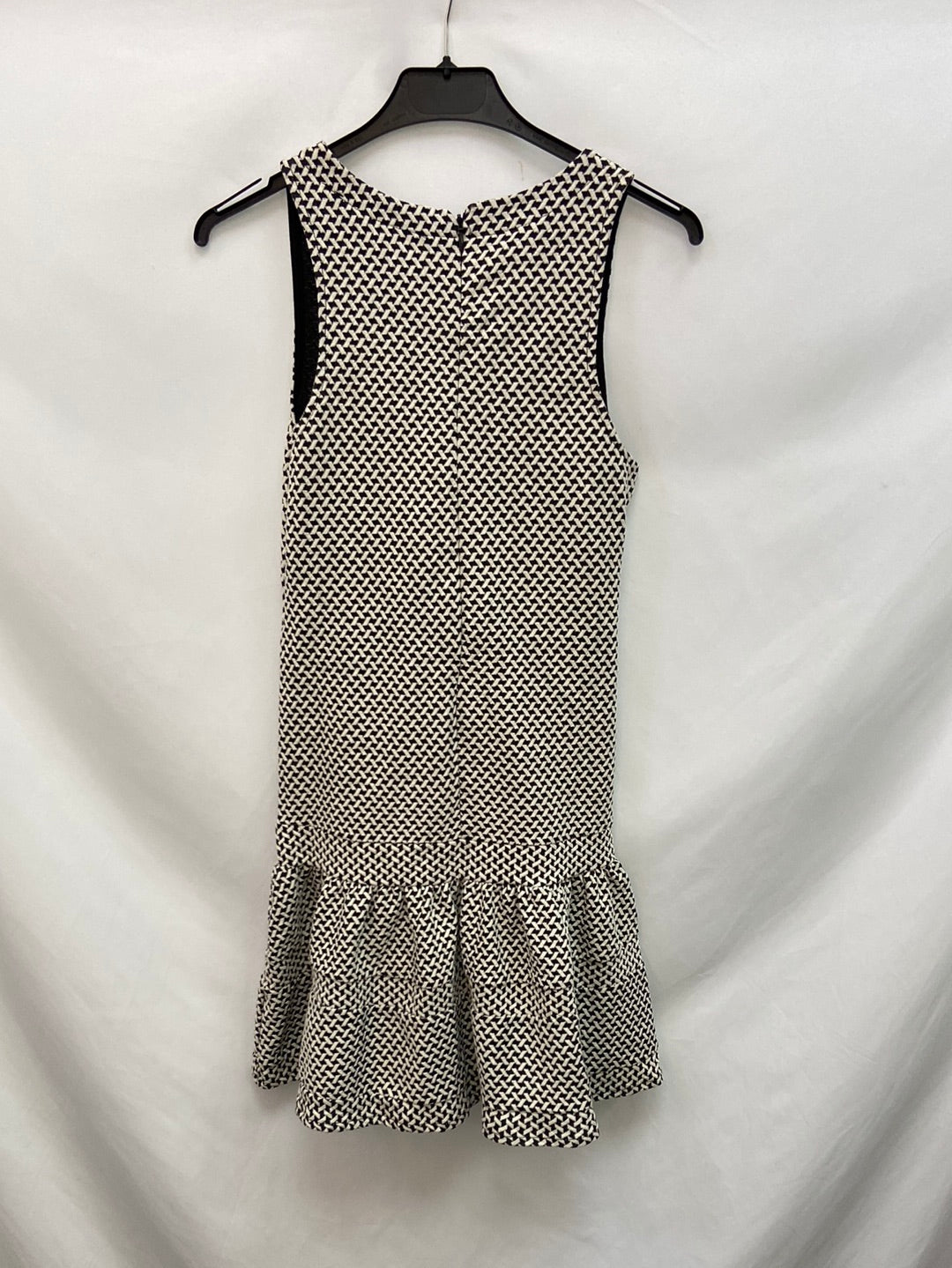 ZARA. Vestido negro y beige textura T.m