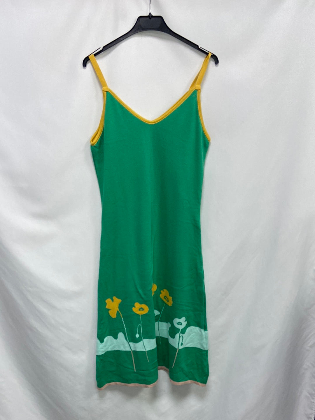 OTRAS. Vestido midi punto verde T.m/l