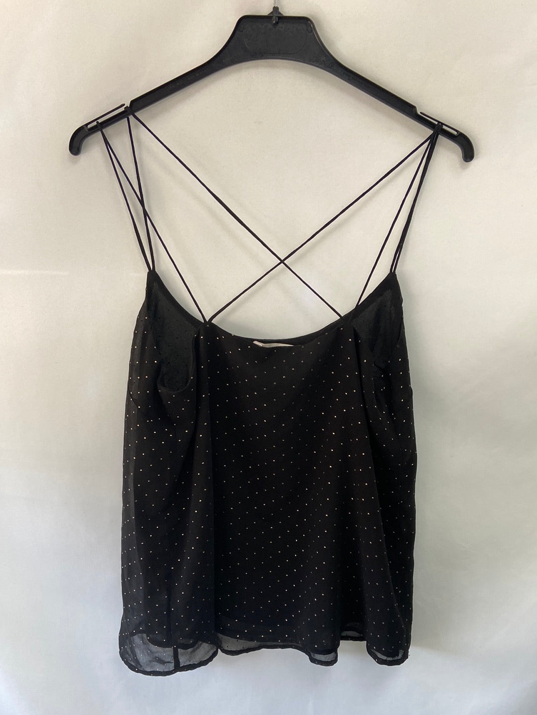 LEFTIES. Black top with mini gold studs.