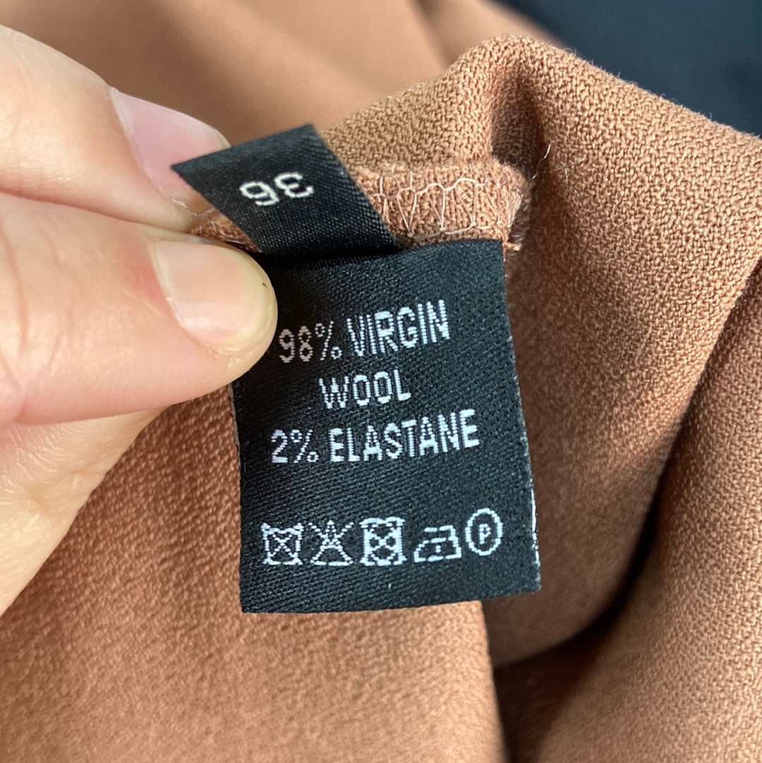 CORTANA.Pantalones palazzo camel T.36