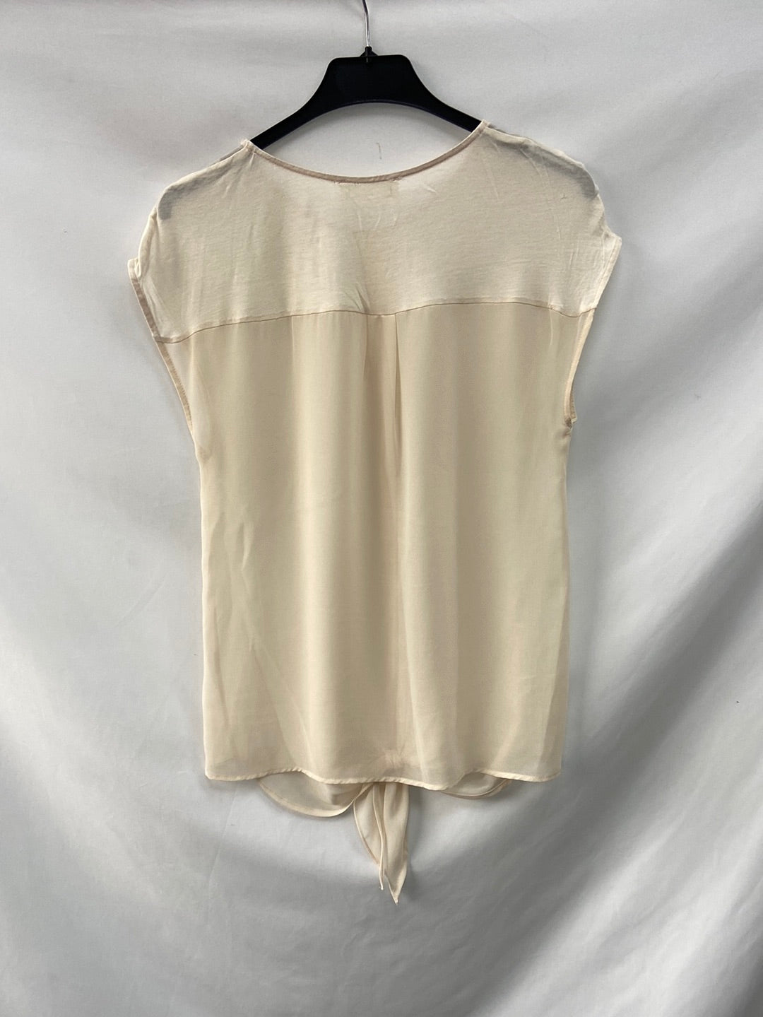 ZARA.Blusa beige semitransparente T.s