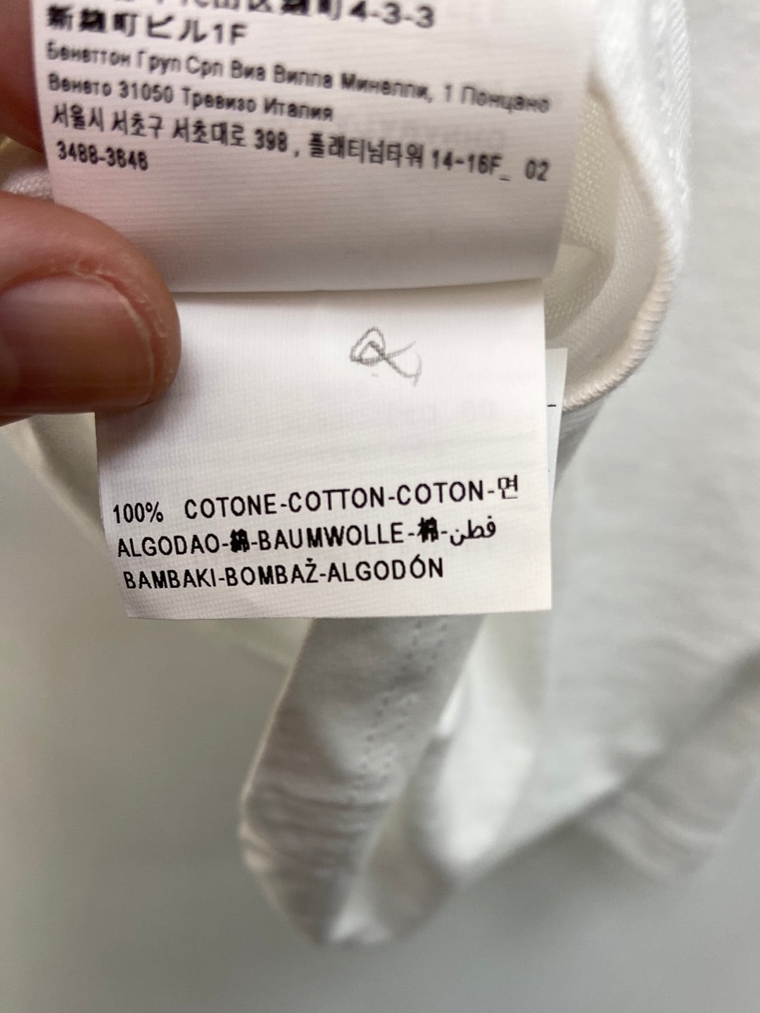 BENETTON. Camiseta blanca manga larga T.18-24 meses