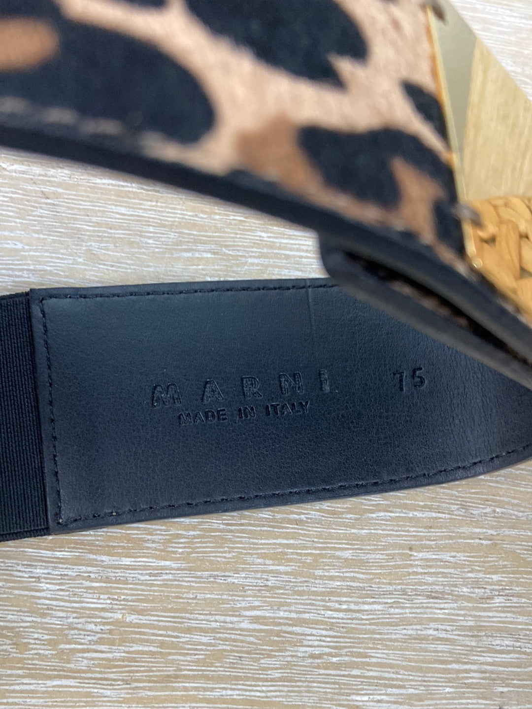 MARNI.Cinturón elástico estampado animal T.75