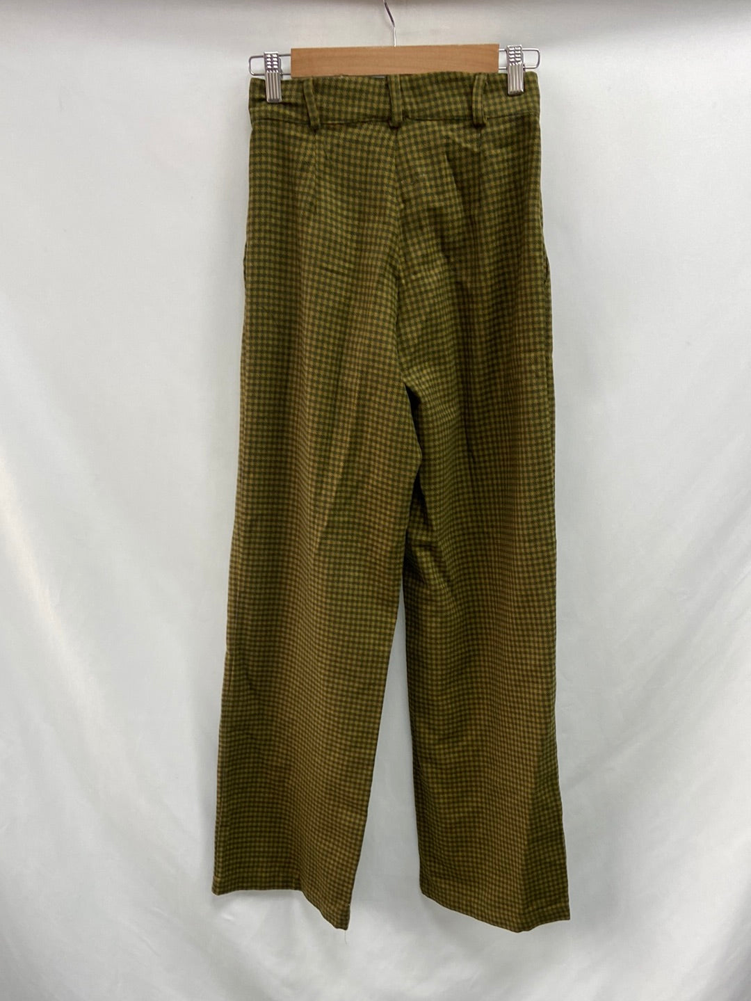 MATTUI. TS wide-leg green houndstooth trousers