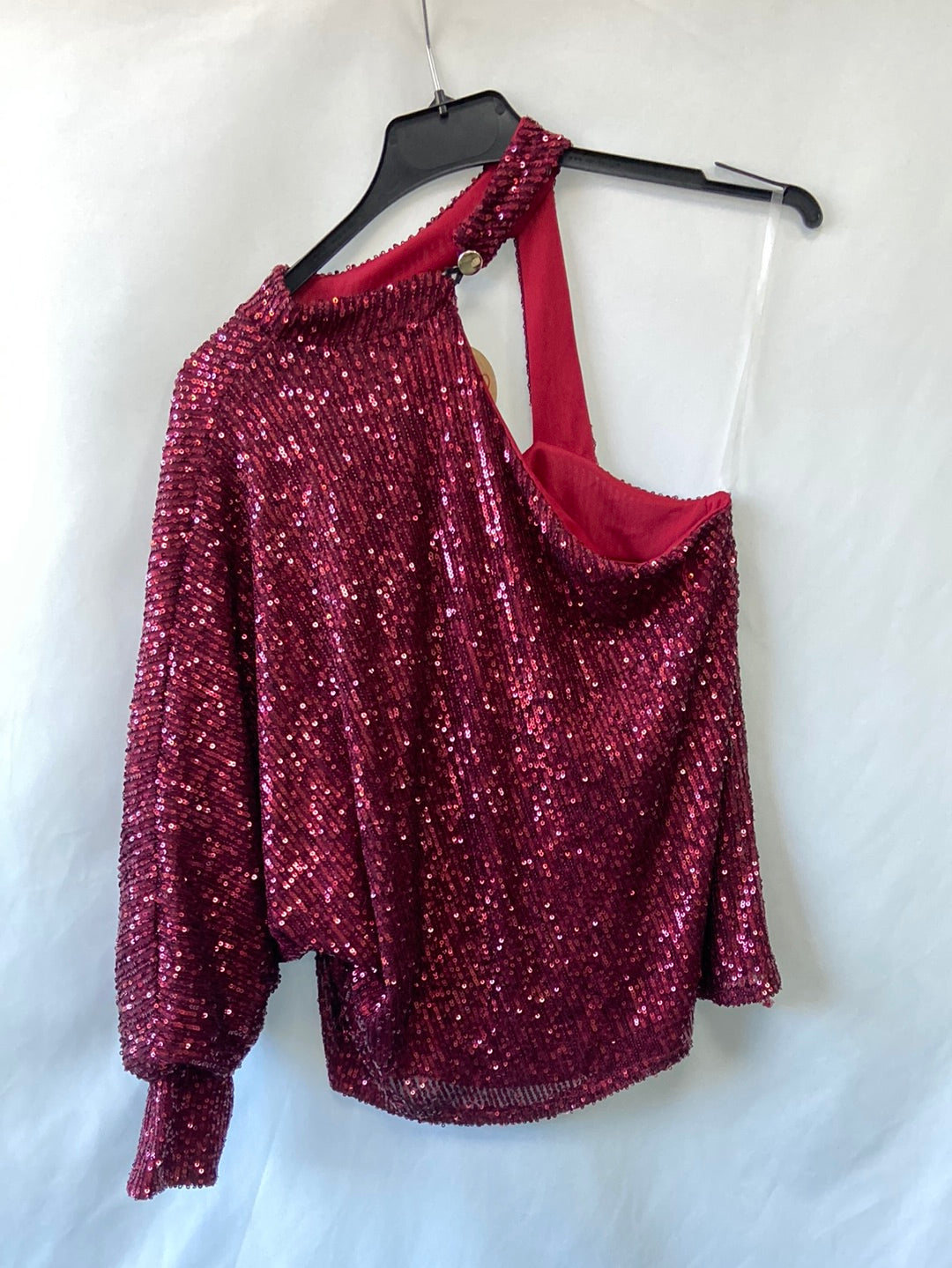 TRE’S.Top asimétrico lentejuelas T.s