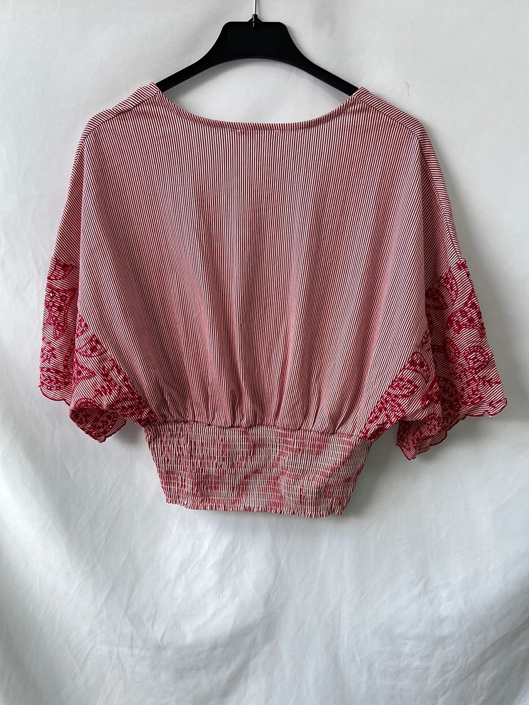ZARA.Top rayas bordado T.S