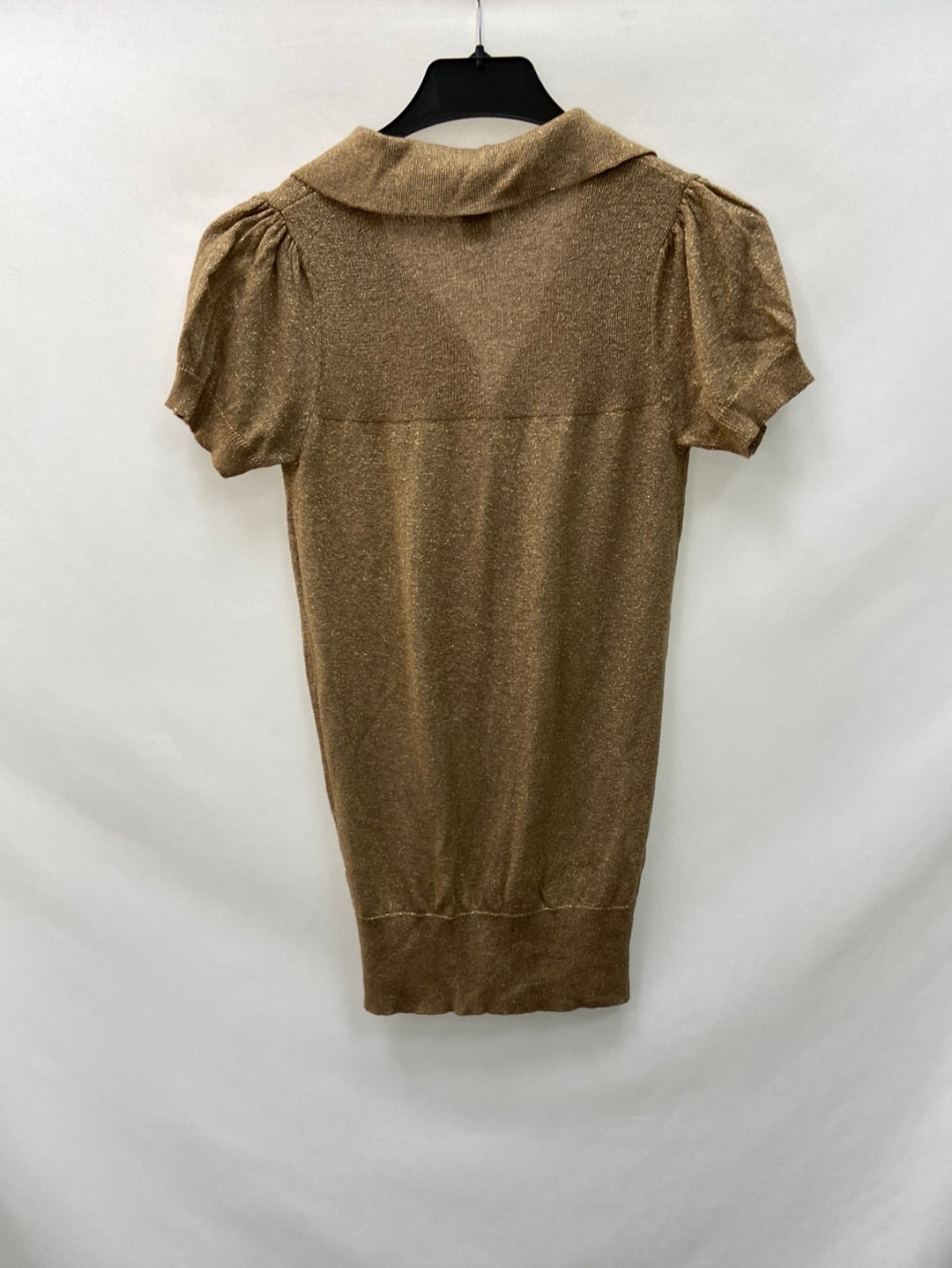 MANGO.Top punto beige hilos dorados T.S