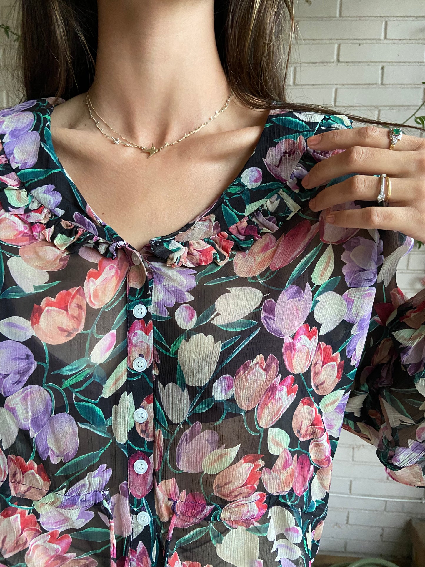 Blusa semitransparentes flores T.36